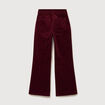 Pantalon flare taille haute en velours bordeaux femme