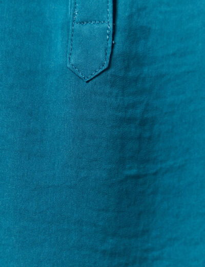 Blouse manches longues satin bleu gris femme