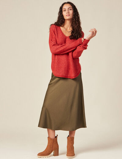 Pull éco-responsable rouge foncé femme