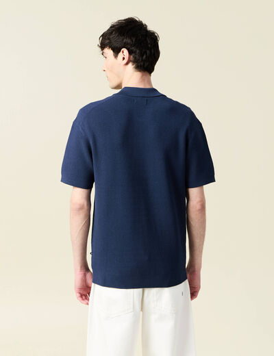 Polo cintré manches courtes bleu marine homme