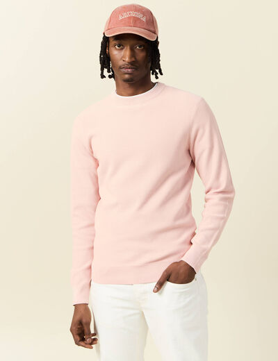 Pull éco-responsable rose clair homme