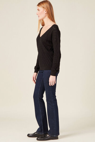 Pull fin à manches longues noir femme