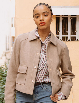 Blouson manches longues doubl&eacute; sable femme