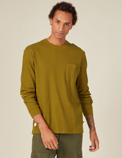 T-shirt manches longues vert olive homme