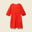 Robe droite courte col v manches 3/4 orange fonc&eacute; femme