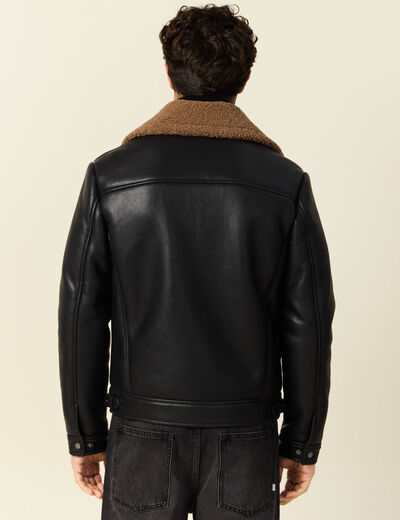 Blouson aviateur simili cuir noir homme