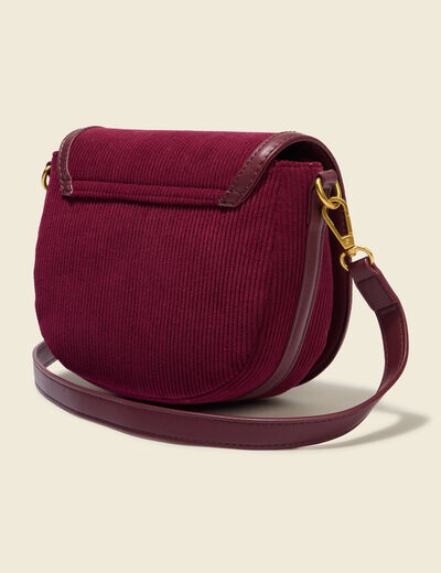 Sac bandouli&egrave;re en velours doubl&eacute; bordeaux femme