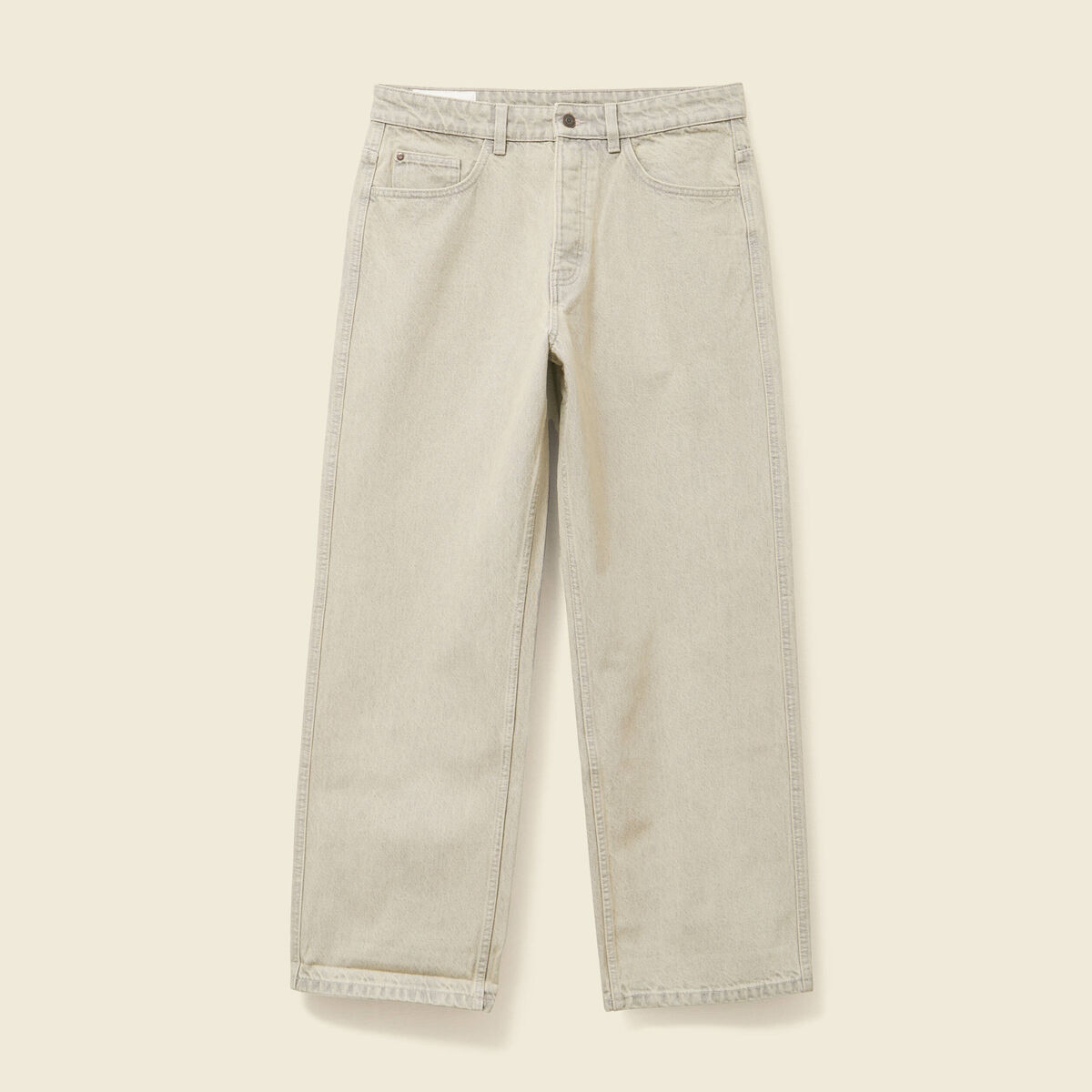 Jeans large 5 poches denim beige homme
