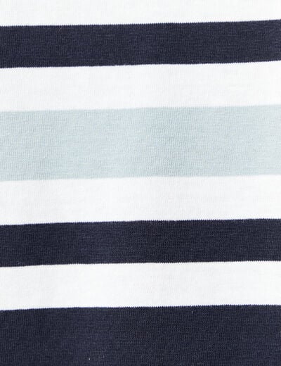 T-shirt ray&eacute; col rond manches courtes bleu marine homme