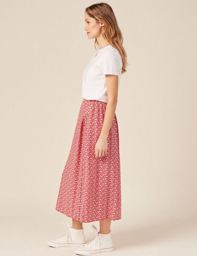 Jupe midi évasée rouge femme