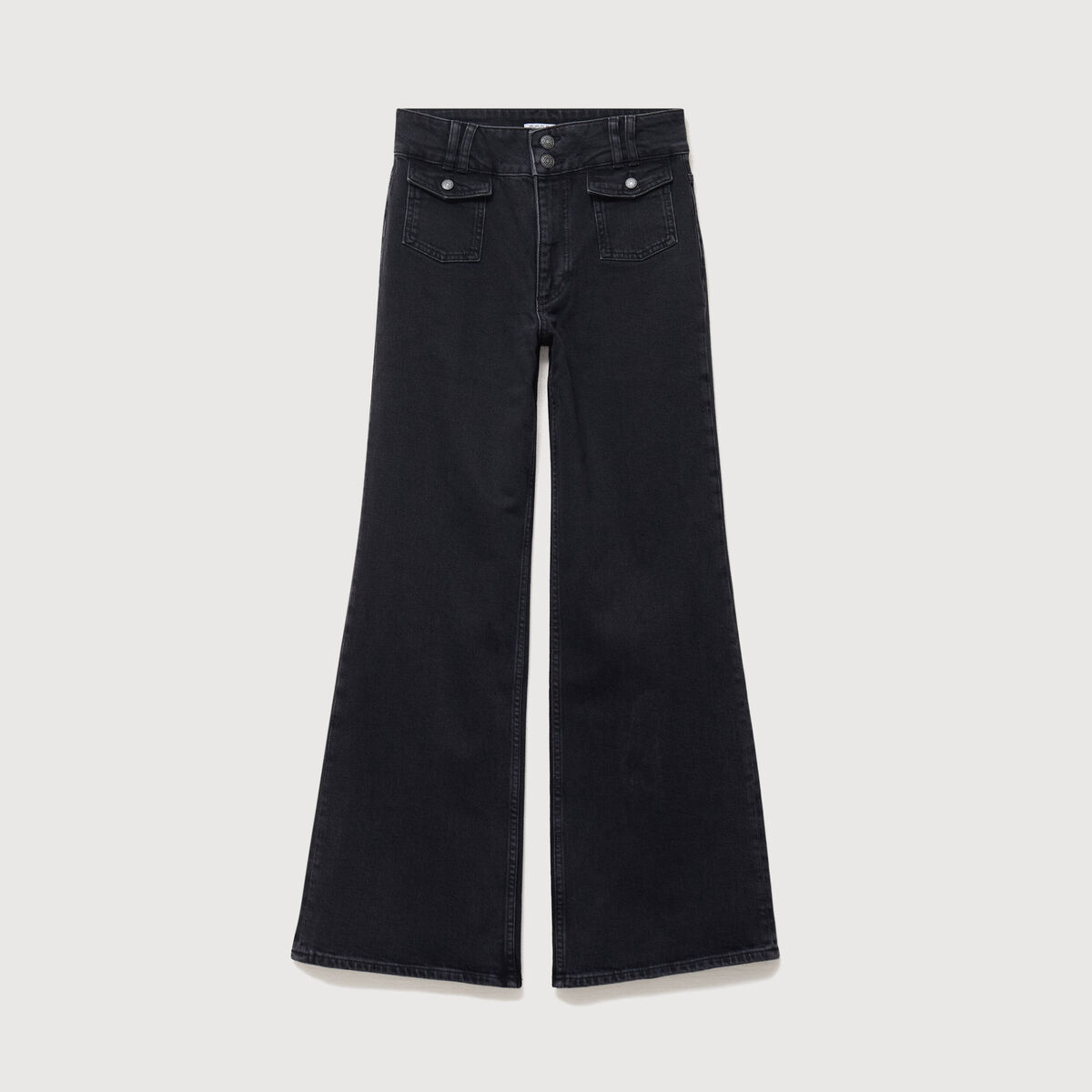 Jeans bootcut taille haute denim gris femme