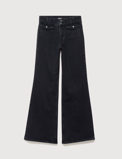 Jeans bootcut taille haute denim gris femme