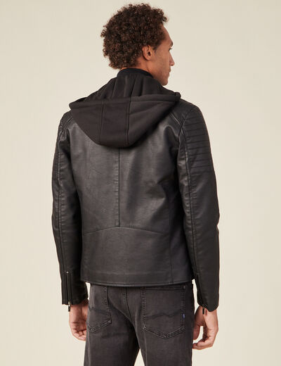 Veste droite avec capuche noir homme
