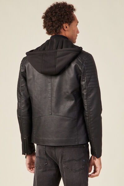 Veste droite avec capuche noir homme