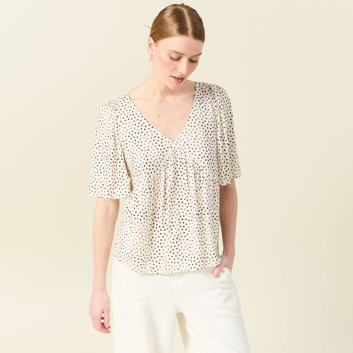 Blouse manches courtes blanc femme