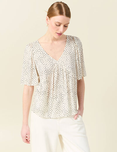 Blouse manches courtes blanc femme