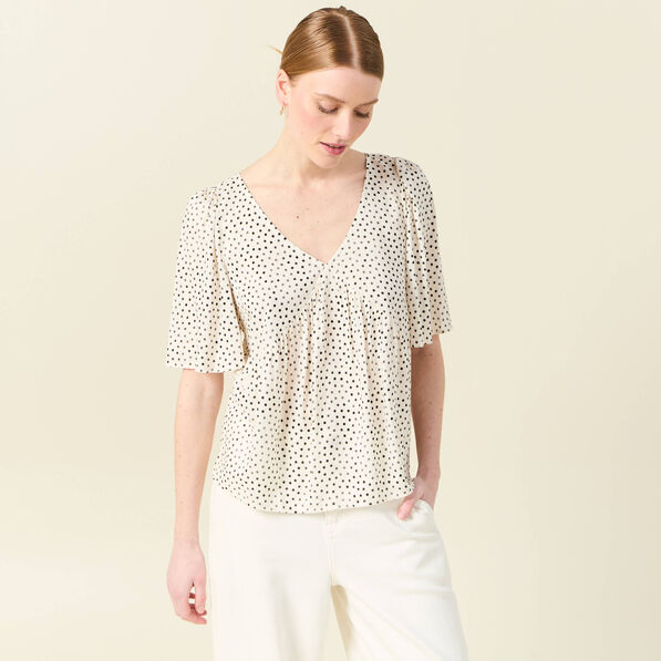 Blouse manches courtes blanc femme