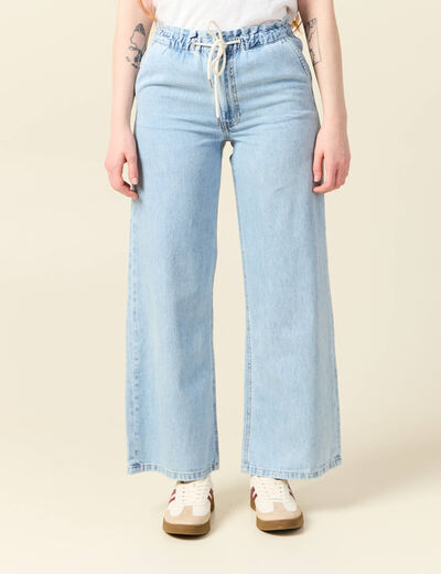 Jeans large baggy élastiqué denim used femme