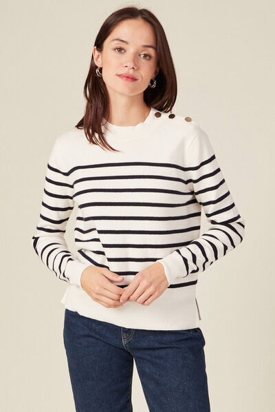 Pull éco-responsable ecru femme