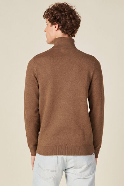 Pull manches longues marron homme