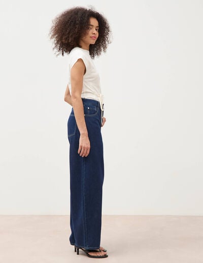 Jeans loose en coton denim brut clean femme
