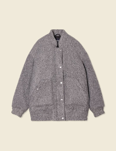 Manteau oversize bouclette gris femme