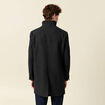 Manteau droit long col montant noir homme