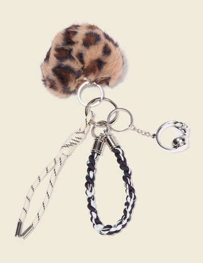 Porte-cl&eacute;s avec mousqueton multicolore femme