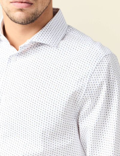 Chemise cintr&eacute;e en coton manches longues blanc homme