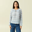 Blouse col rond manches longues bleu ciel femme