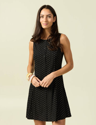 Robe fluide sans manches col rond noir femme