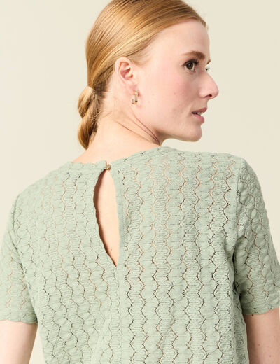 T-shirt manches courtes vert olive femme