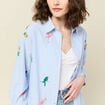 Chemise manches longues bleu femme