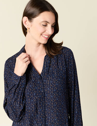 Chemise manches longues bleu marine femme