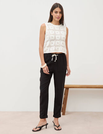 Pantalon taille standard noir femme