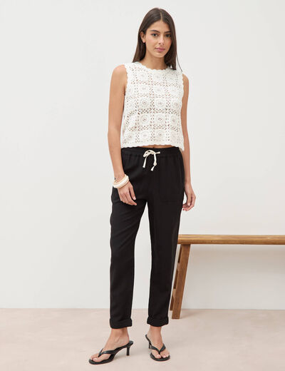 Pantalon taille standard noir femme