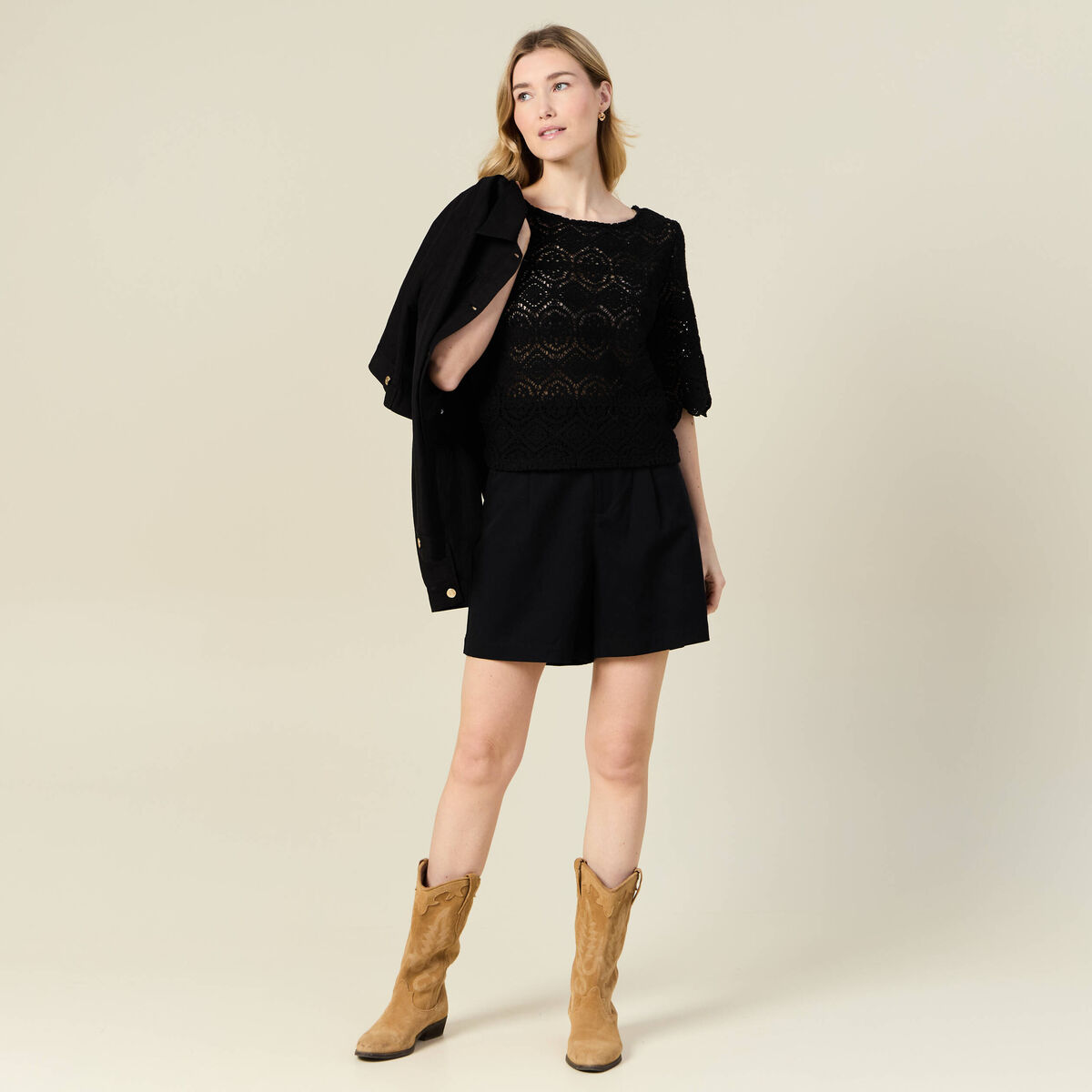 T-shirt manches courtes noir femme