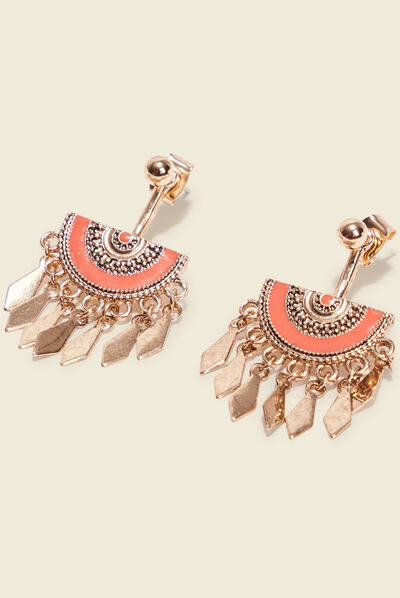 Boucles d'oreilles pendantes orange clair femme