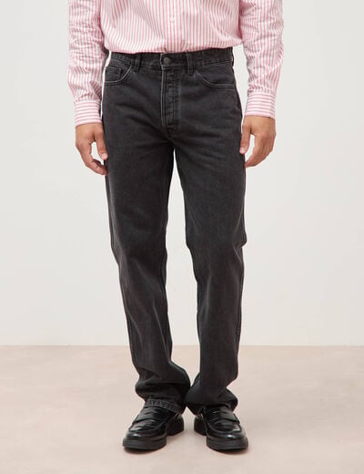 Jeans large longueur 34 en coton denim noir homme