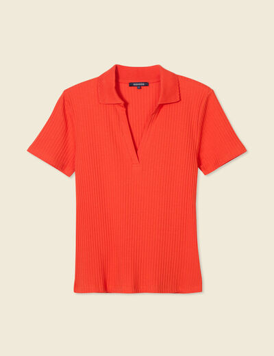 Polo manches courtes orange femme