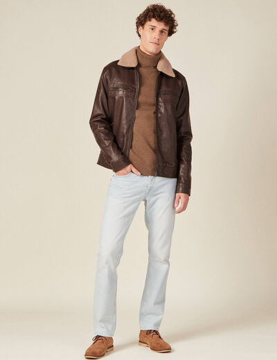 Pull manches longues marron homme