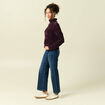 Pull col roul&eacute; manches longues prune femme