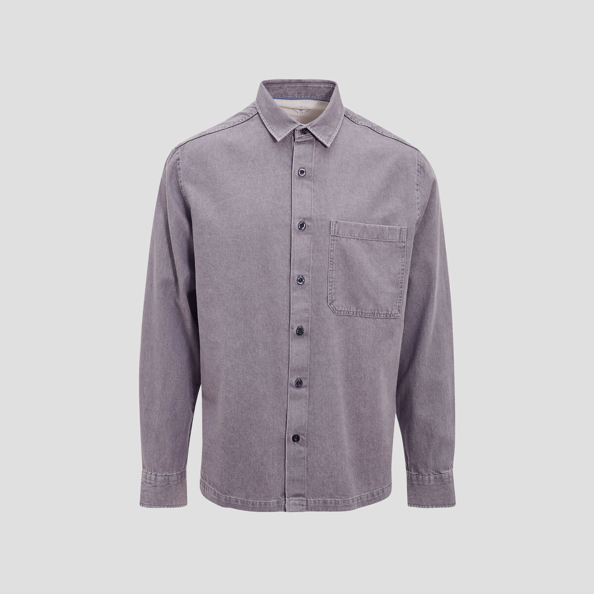 Surchemise manches longues denim gris homme