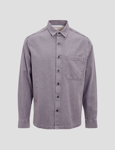 Surchemise manches longues denim gris homme