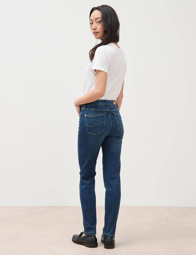 Jeans slim taille haute 7/8&egrave;me denim brut femme