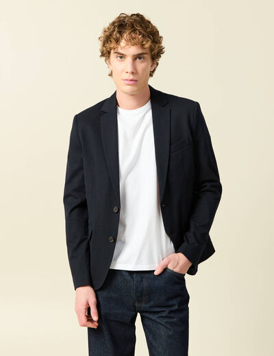 Veste blazer cintr&eacute;e bleu marine homme