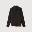 Chemise col classique en velours vert kaki homme