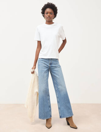 Jeans bootcut taille standard denim stone femme