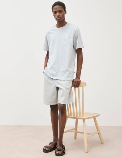 Bermuda en coton gris clair homme