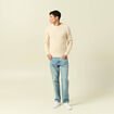 Pull col rond manches longues sable homme